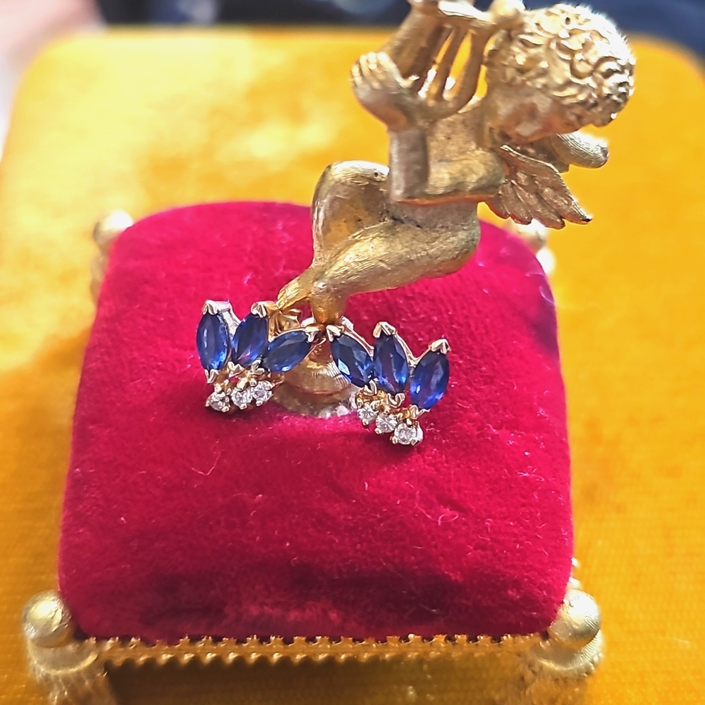 14k Gold Sapphire & Diamond Earrings